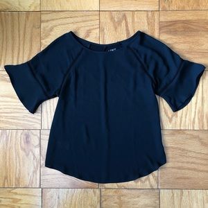 Loft Fluttersleeve Blouse with Crochet Detail, in Black